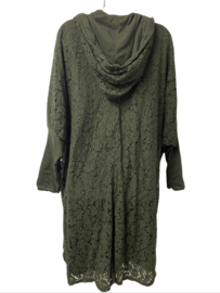 Kanten jurk met capuchon (groen, camel of beige)