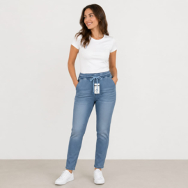 Karostar jeans jogjeans Blauw met strikkoord stretch