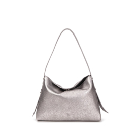 Camille vegan leren schoudertas shopper Zilverkleur