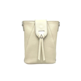 Leren Telefoontasje Mika Beige of Zilver Made in Italy