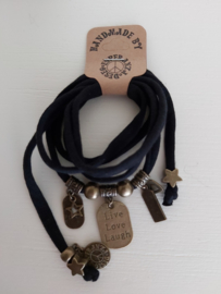 Ibiza armband live, laugh, love zwart