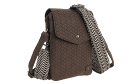 Telefoontasje Brisbane PU gevlochten dames crossbody met 2 schouderbanden