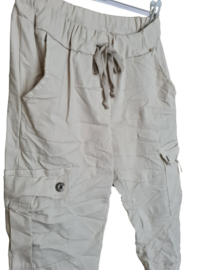 Stretch broek met zijzakken beige