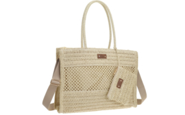 Menton geweven shopper met ritssluiting en extra etui