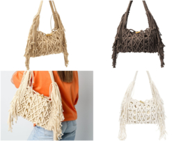 Gehaakte schoudertas – Beige, Khaki & Bruin