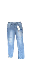 Karostar Jeans Straight Leg met Patches en Comfortabele Stretch