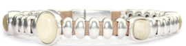 Qoss Armband Donja buffelleer zilverkleur magneetsluiting 4 settings