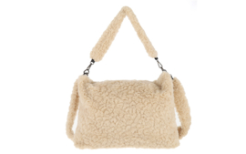 Chita schoudertas van faux fur – taupe en naturel