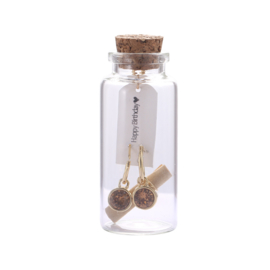 Giftset oorbellen in flesje "Happy Birthday"