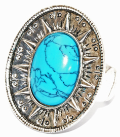 Ring aqua ovaal