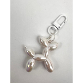 Sleutelhanger ballonhondje parelmoerglans