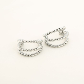 Twisted Oorringen Zilverkleurig 2,8 cm RVS