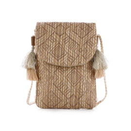 Bohemian Telefoontasje Iza met Goudkleurig Patroon en Kwastjes