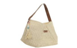 Sorrento geweven hobo schoudertas met bagcharm