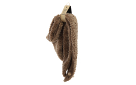 Nendaz driehoeksjaal met teddylook – taupe en naturel