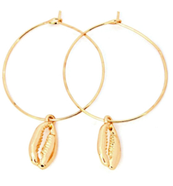 Oorring charm shell gold