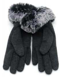 Handschoenen met nepbont rand grijs