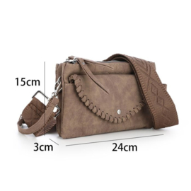 Schoudertas tessy Dubbele rits Gevlochten PU tas