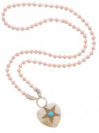 Ketting hart/ster roze