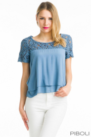 Korte Keysha top blauw