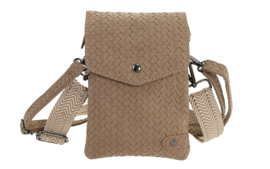 Telefoontasje Brisbane PU gevlochten dames crossbody met 2 schouderbanden