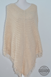 Poncho franje beige