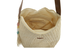 Sorrento geweven hobo schoudertas met bagcharm