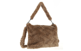Chita schoudertas van faux fur – taupe en naturel