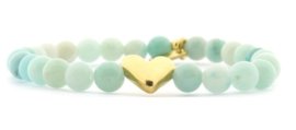 Qoss Armband Yvon Goudkleur Amazoniet