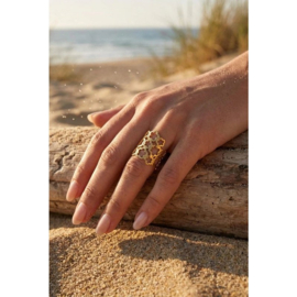 RVS Ring met Patroon  in goud- of zilverkleur