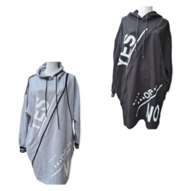 Oversized Hoodie rits zwart of grijs