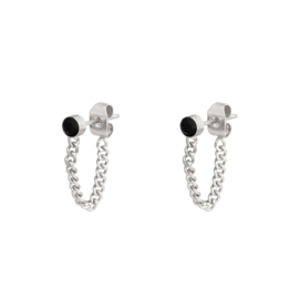 Oorbellen chain steen zilver