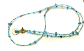 Ketting aqua kralen en hematiet