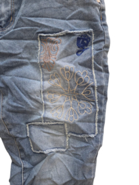 Karostar Jeans Straight Leg met Patches en Comfortabele Stretch