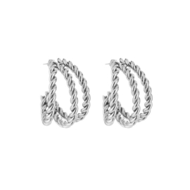 Twisted Oorringen Zilverkleurig 2,8 cm RVS
