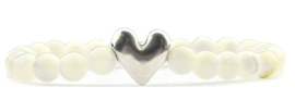 Qoss Armband Yvonne  natuursteen kralen 6 mm dames elastisch zilverkleur nikkelvrij