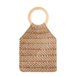 Tas beads zwart, camel of beige
