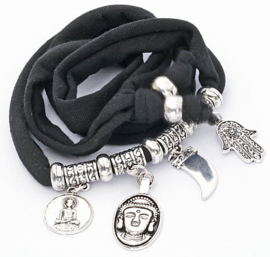 Wikkelarmband buddha zwart