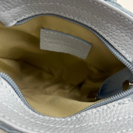 Leren Telefoontasje Mika Beige of Zilver Made in Italy