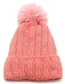 Muts pompom roze