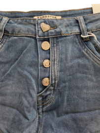 Karostar Soft Jeans Straight Leg met Strass Sierknopen en Comfort Stretch