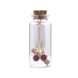 Giftset oorbellen in flesje "Happy Birthday"