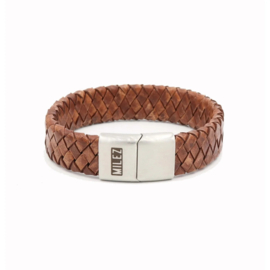 Milez leren herenarmband cognac – 15 mm breed