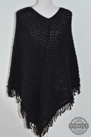 Poncho franje zwart