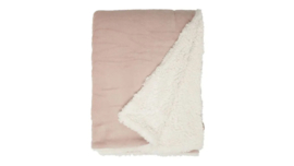 Lars plaid met zachte teddyvoering – oudroze en taupe