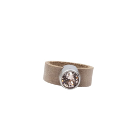 Echt leren ring met steen silk