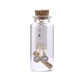 Giftset oorbellen in flesje "I love you"