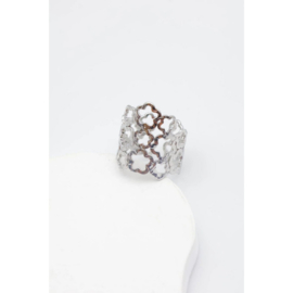 RVS Ring met Patroon  in goud- of zilverkleur