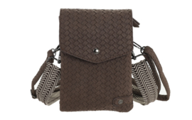 Telefoontasje Brisbane PU gevlochten dames crossbody met 2 schouderbanden