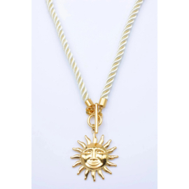 Koordketting met Zonhanger RVS met  Goudlaag  Boho & Waterproof